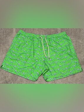 MC2 Saint Barth Men’s Green Lined Swim Trunks Tequila And Lime Pattern Size 2XL